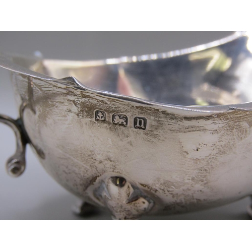 1406 - SILVER GRAVY BOAT AND A PAIR OF SILVER TONGS