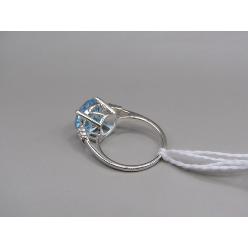 1413 - SILVER BLUE TOPAZ RING SIZE L 1/2