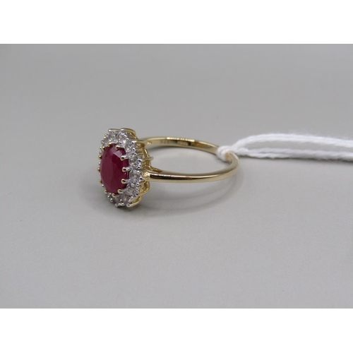 1415 - GOLD RUBY WHITE SAPPHIRE RING SIZE P 1/2