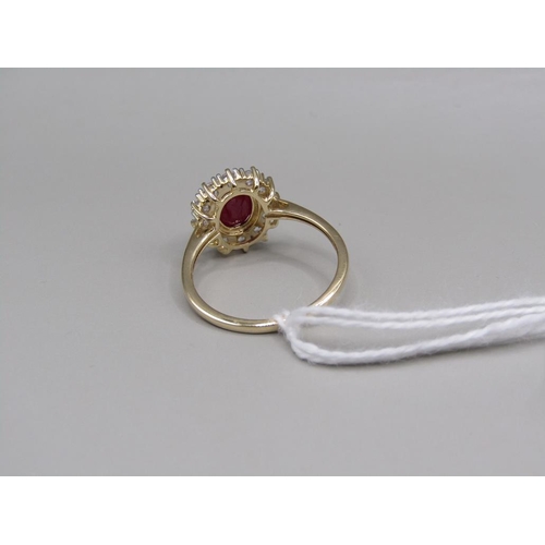 1415 - GOLD RUBY WHITE SAPPHIRE RING SIZE P 1/2