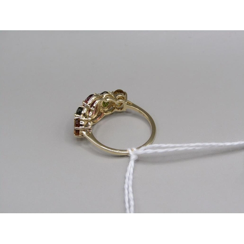 1419 - GOLD TOURMALINE 5 STONE RING SIZE P 1/2