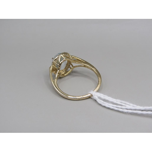 1420 - GOLD AQUAMARINE RING SIZE Q