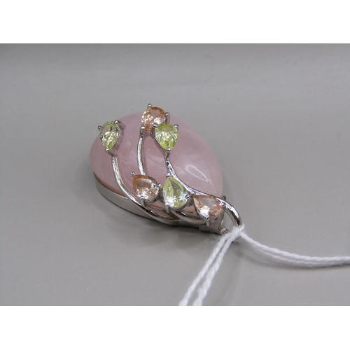 1425 - SILVER ROSE QUARTZ PENDANT