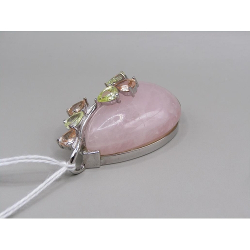 1425 - SILVER ROSE QUARTZ PENDANT