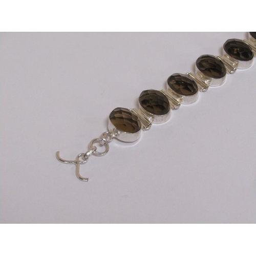 1450 - SILVER SMOKEY QUARTZ BRACELET