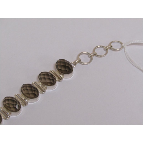 1450 - SILVER SMOKEY QUARTZ BRACELET