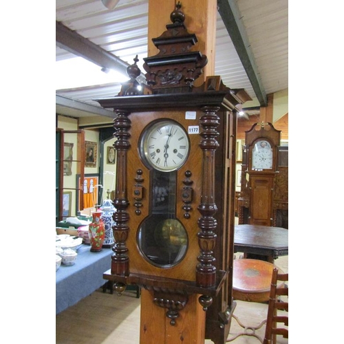 1177 - EARLY 20C PENDULUM WALL CLOCK, 84CM H