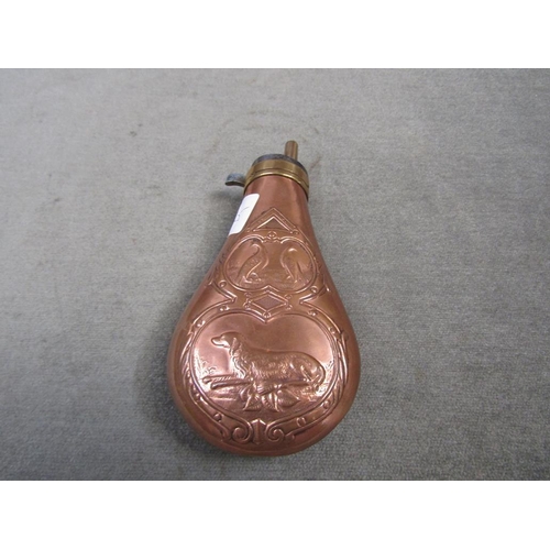 1209 - COPPER POWDER FLASK, 17CM L