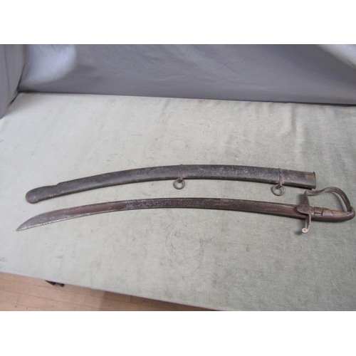 1220 - ANTIQUE SABRE SWORD AND SCABBARD, 100CM L