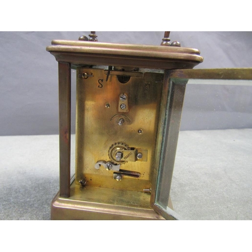 1280 - BRASS CASED CARRIAGE CLOCK, 12CM H