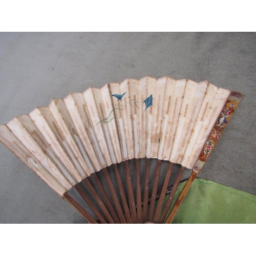 1291 - COLLECTION OF EARLY 20C ORIENTAL FANS - LARGEST 42CM L