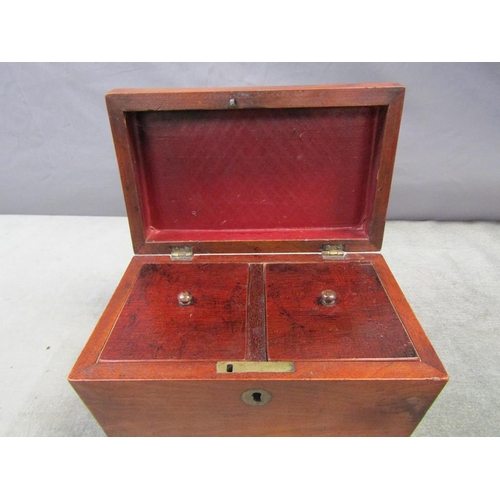 1295 - GEORGIAN MAHOGANY TEA CADDY, 17CM H