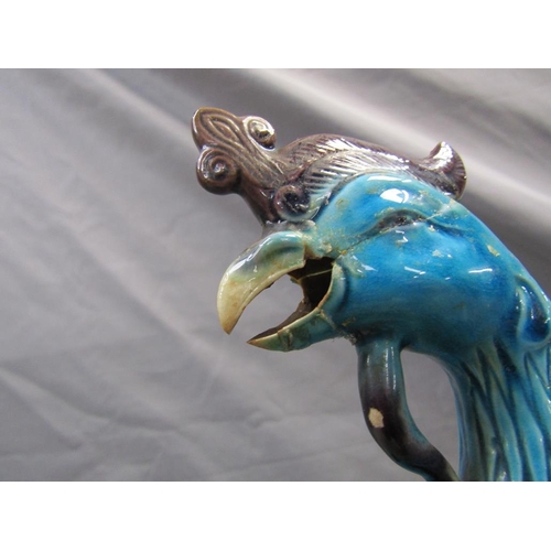 1603 - ORIENTAL TURQUOISE PHEONIX BIRD, 40CM H