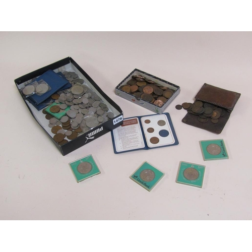 1476 - BOX OF MIXED COPPER AND OTHER COINS