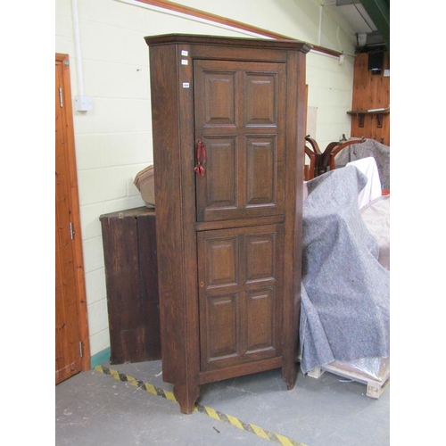 1649 - 19C OAK STANDING CORNER CUPBOARD ENCLOSED BY TWO PANELLED DOORS, 94CM W, 211CM H