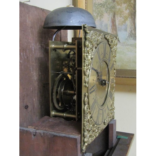 1653 - 19C MAHOGANY CASED SLIM LONGCASE CLOCK WITH SQUARE BRASS DIAL, ARCHER STOW, 188CM H