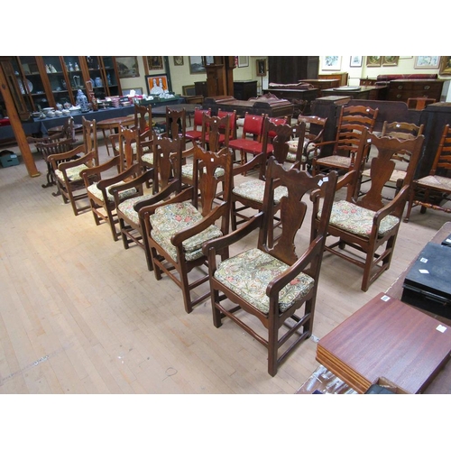 1658 - SET OF TEN OAK ARMCHAIRS WITH SOLID BAR SPLATS