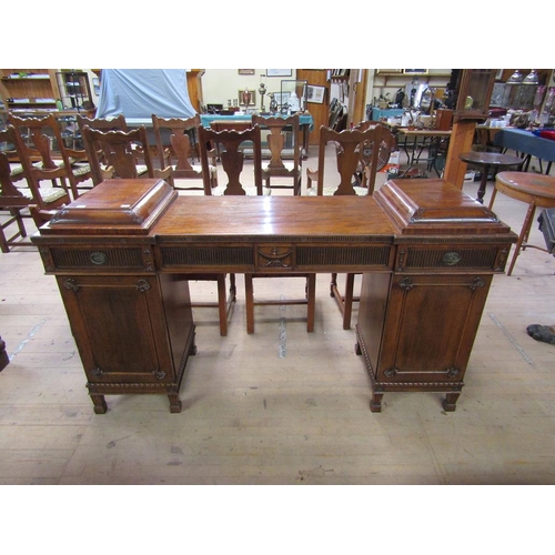 1665 - EARLY 19C MAHOGANY PEDESTAL SIDEBOARD, 185CM W, 100CM H