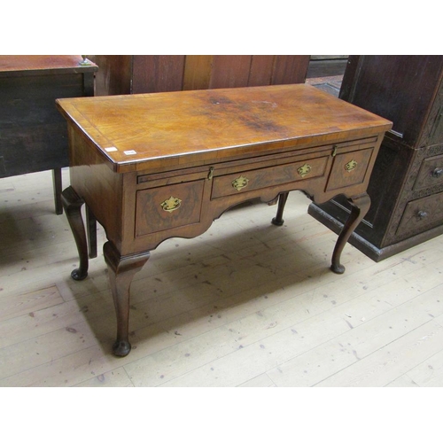 1696 - LATE 18C FIGURED WALNUT VENEERED SIDE TABLE OF RECTANGULAR FORM, 123CM W, 79CM H