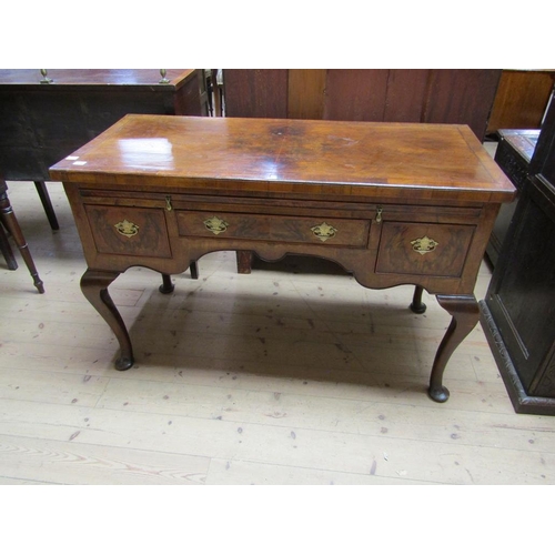 1696 - LATE 18C FIGURED WALNUT VENEERED SIDE TABLE OF RECTANGULAR FORM, 123CM W, 79CM H