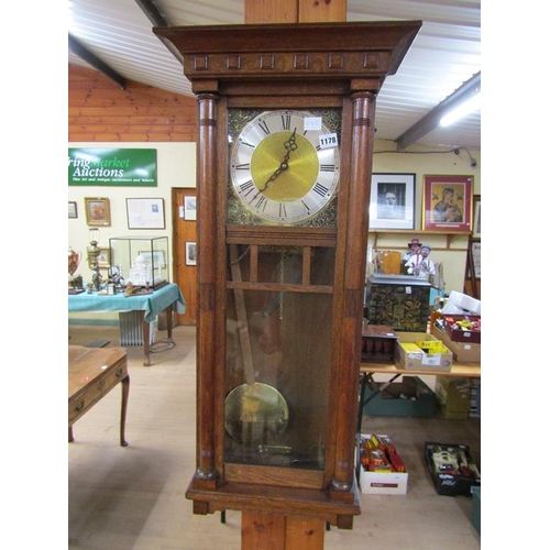 1178 - EDWARDIAN OAK CASED WALL CLOCK