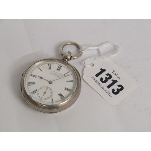 1313 - SILVER CASED JW BENSON POCKET WATCH