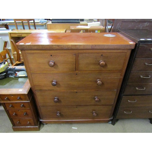 602 - VICTORIAN MAHOGANY CHEST OF TWO SHORT/3 LONG DRAWERS