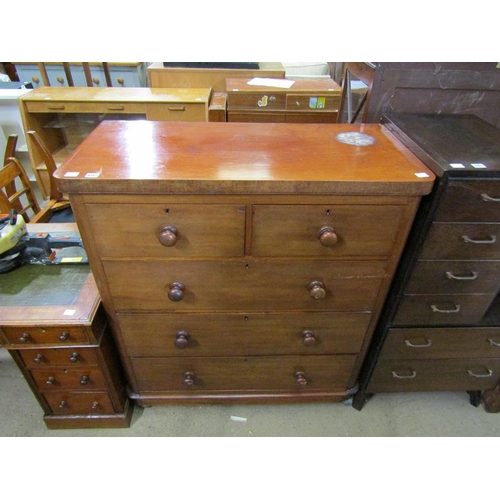 602 - VICTORIAN MAHOGANY CHEST OF TWO SHORT/3 LONG DRAWERS