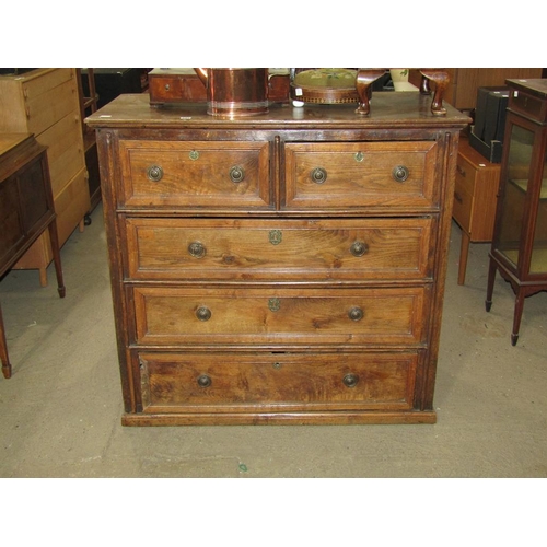 644 - OAK CHEST OF TWO SHORT/THREE LONG DRAWERS