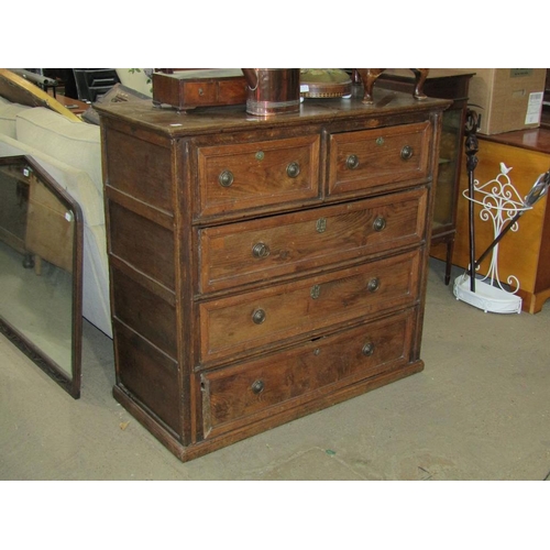 644 - OAK CHEST OF TWO SHORT/THREE LONG DRAWERS