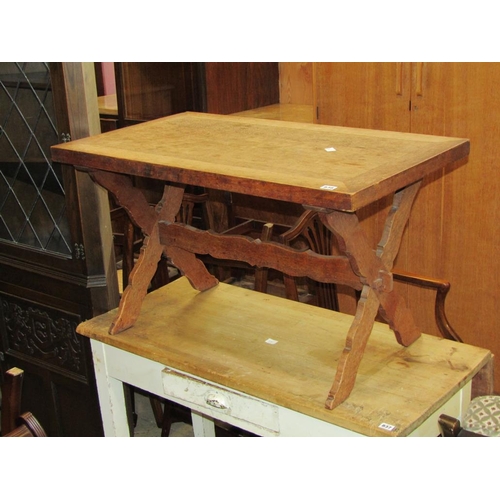 838 - OAK STRETCHER TABLE