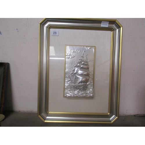 25 - STERLING SILVER SHIP PLAQUE