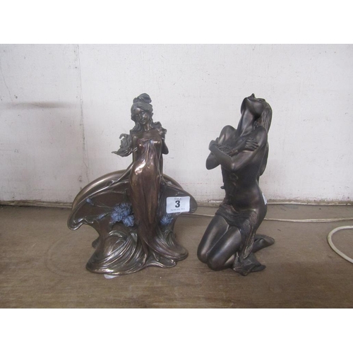 3 - BRONZED FIGURE OF A NUDE; BRONZED FIGURAL LETTER RACK