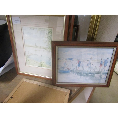 61 - COLLECTION OF FRAMED WATERCOLOURS AND PRINTS - COASTAL SCENES AND RIVERSCAPES