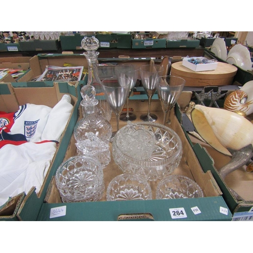 264 - CRYSTAL AND MOULDED GLASSWARE TO INCL DECANTERS