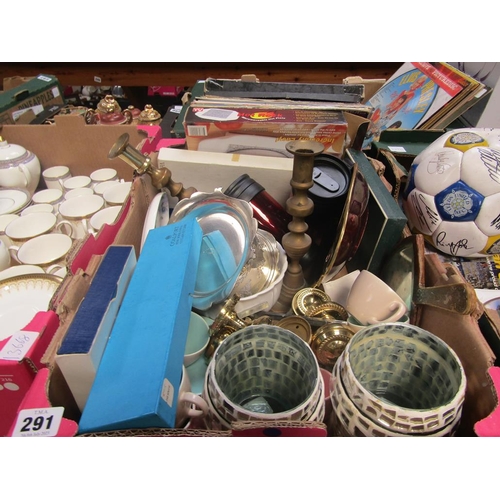 291 - BOX OF MISC TO INCL CHINA, DOOR KNOBS, COALPORT ETC