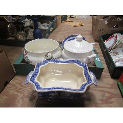 312 - BOX OF MIXED CERAMICS - SOUP TUREENS ETC