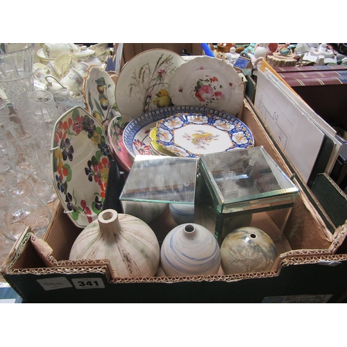 341 - BOX OF MIXED CERAMICS TO INCL STUDIO POTTERY