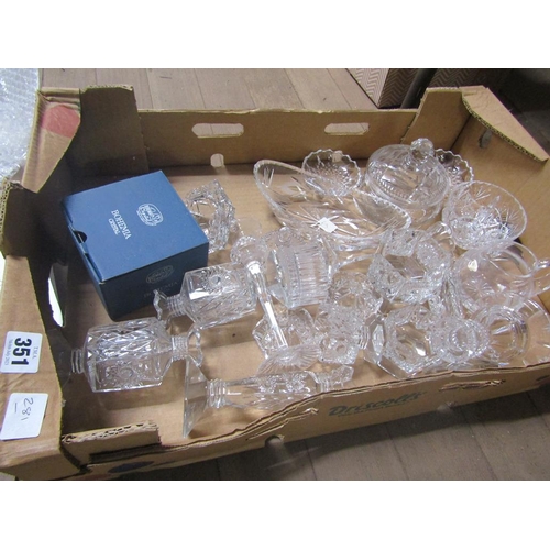 351 - BOX OF CRYSTAL GLASS TABLE SETS ETC