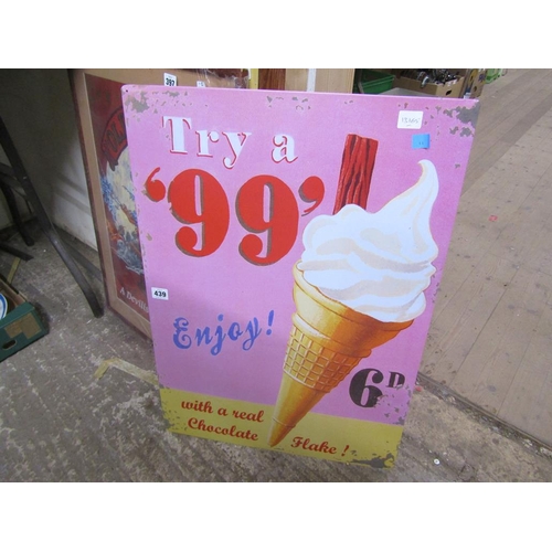 439 - REPLICA TIN ICE CREAM SIGN