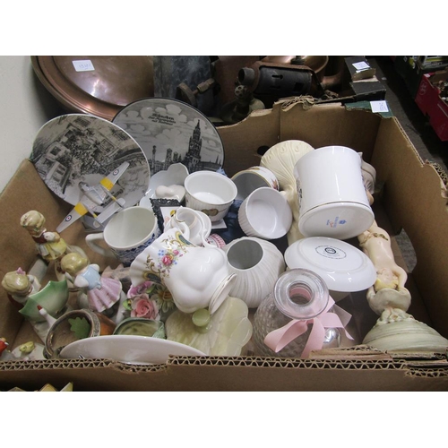 461 - BOX OF MIXED CERAMICS, MODEL AIRPLANE, FIGURINES ETC