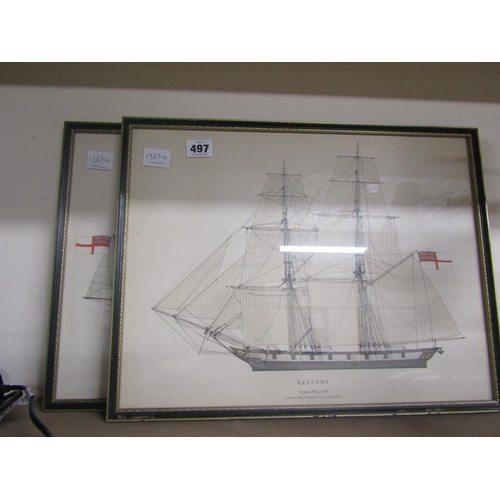 497 - TWO SAILING SHIP PRINTS