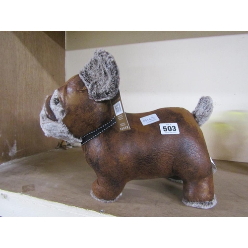 503 - LEATHER DOG DOORSTOP