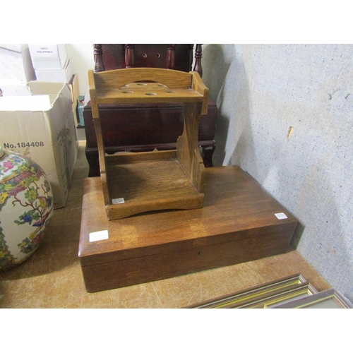 549D - OAK FELT LINED BOX, PIPE RACK