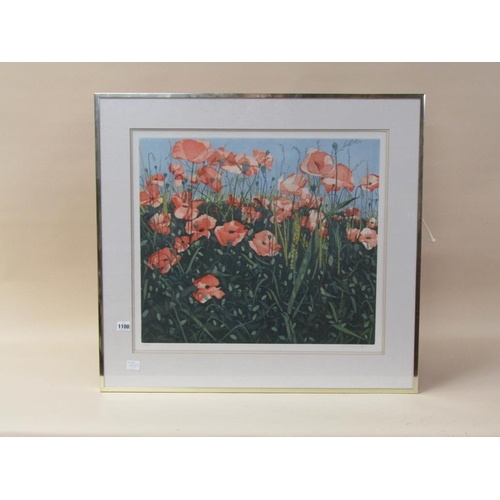 1100 - GREENWOOD - POPPY, LIMITED EDITION COLOURED PRINT 101/150, F/G, 53CM X 60CM