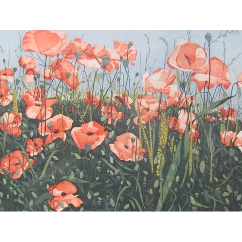 1100 - GREENWOOD - POPPY, LIMITED EDITION COLOURED PRINT 101/150, F/G, 53CM X 60CM