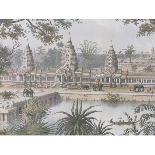 1114 - CAMBODGE - F/G COLOURED PRINT, 34CM X 86CM