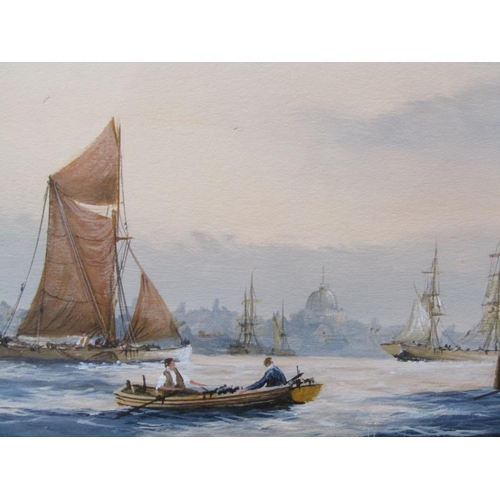 1126 - KEN HAMMOND - TWO BOATING WATERCOLOURS, OVAL F/G, 15CM X 25CM