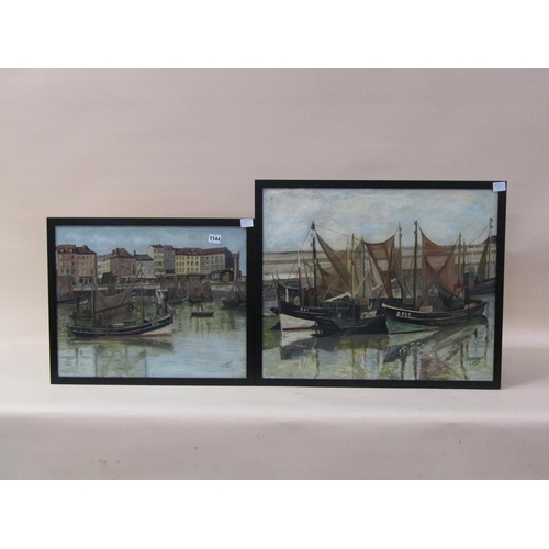 1144 - P SIBILLE 1954 - PAIR, OSTENDE, OIL ON CANVAS, FRAMED, 39CM X 49CM & 49CM X 59CM