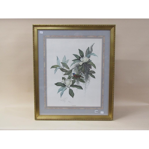 1146 - SWEET BAY MAGNOLIA, SIGNED AND STAMPED BY ARTIST, F/G COLOURED PRINT, 70CM X 55CM